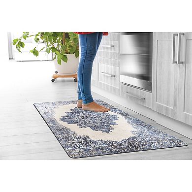 World Rug Gallery Distressed Medallion Cushioned Anti-Fatigue Kitchen Mat