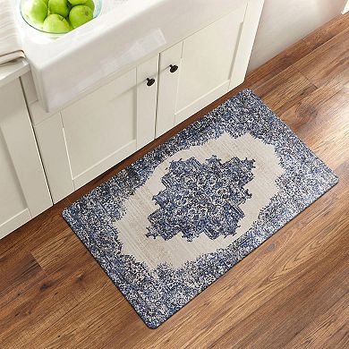 World Rug Gallery Distressed Medallion Cushioned Anti-Fatigue Kitchen Mat