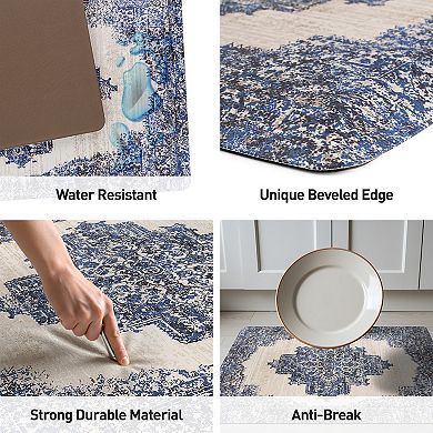 World Rug Gallery Distressed Medallion Cushioned Anti-Fatigue Kitchen Mat