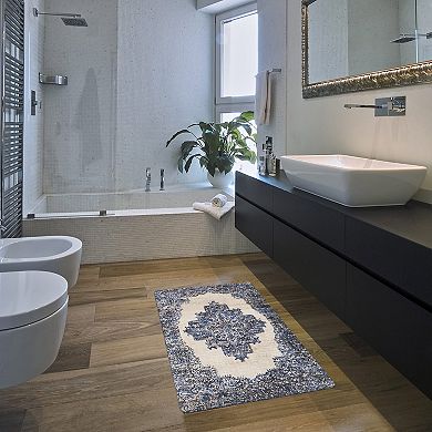 World Rug Gallery Distressed Medallion Cushioned Anti-Fatigue Kitchen Mat