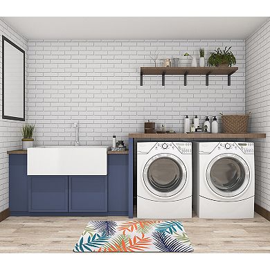 World Rug Gallery Floral Leaves Anti-Fatigue Kitchen Mat