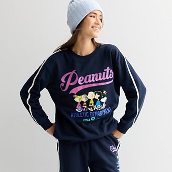 Juniors' Peanuts Athletic Department Graphic Fleece Pullover