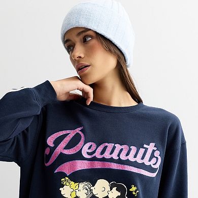 Juniors' Peanuts Athletic Department Graphic Fleece Pullover