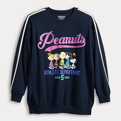 Juniors' Peanuts Athletic Department Graphic Fleece Pullover