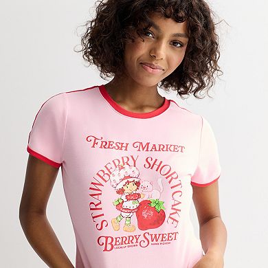 Juniors' Strawberry Shortcake Graphic Baby Tee