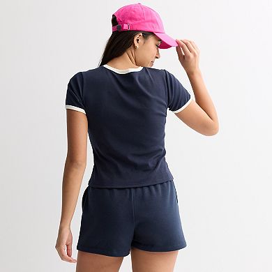 Juniors' Peanuts Graphic Baby Tee