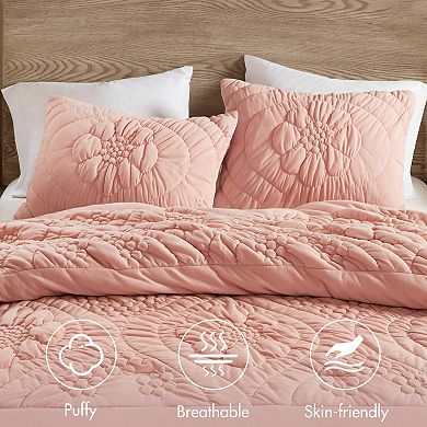 Madison Park Amelie Puffy Floral Quilting Comforter Set