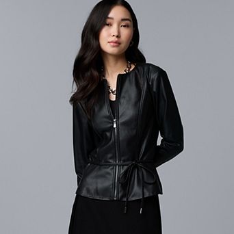 Women's Simply Vera Vera Wang Cinched Waist Faux Leather Jacket