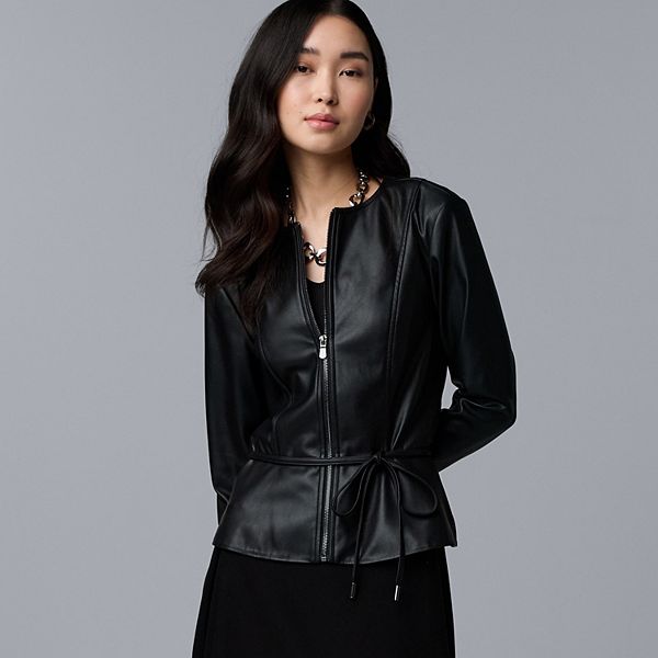 Women's Simply Vera Vera Wang Cinched Waist Faux Leather Jacket