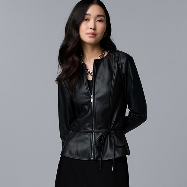 Women's Simply Vera Vera Wang Cinched Waist Faux Leather Jacket