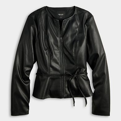 Women's Simply Vera Vera Wang Cinched Waist Faux Leather Jacket
