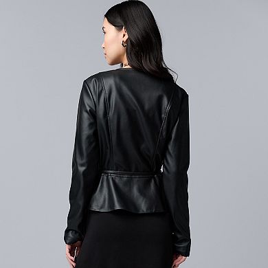 Women's Simply Vera Vera Wang Cinched Waist Faux Leather Jacket