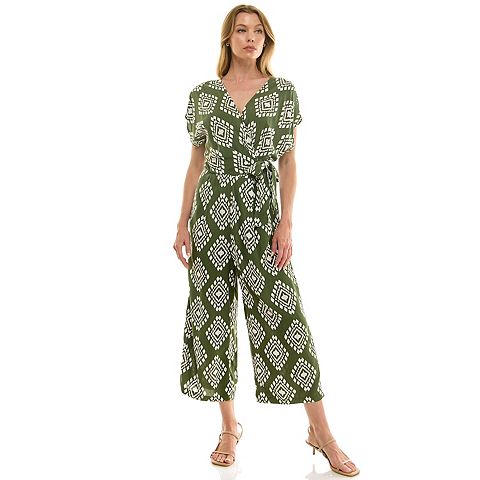 Женские комбинезоны Luxology Women's Luxology Surplice Gaucho Jumpsuit