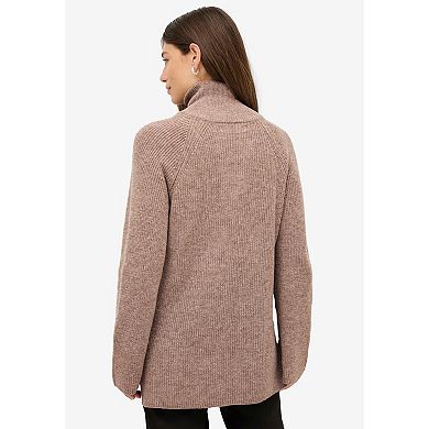 ellos Plus Size 1/4 Zip Sweater Tunic With Side Slits