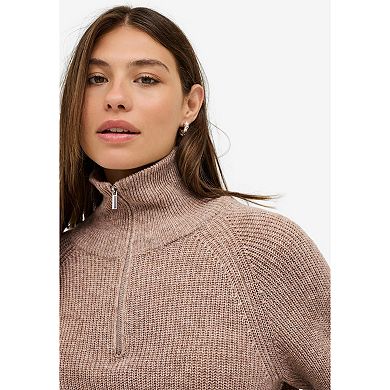 ellos Plus Size 1/4 Zip Sweater Tunic With Side Slits