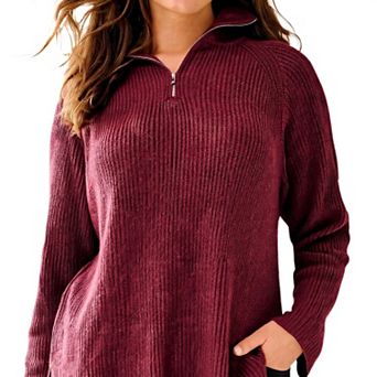 ellos Plus Size 1/4 Zip Sweater Tunic With Side Slits