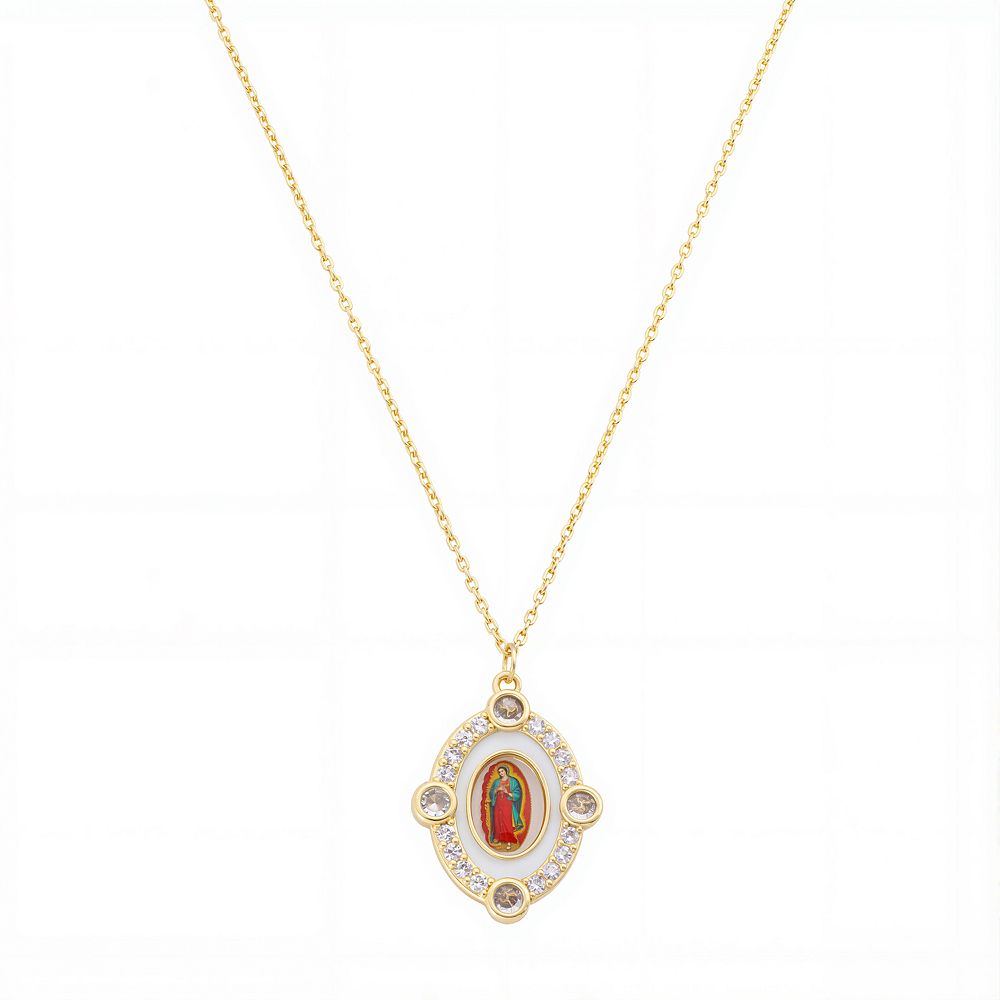 Gratitude & Grace 14k Gold Flash Plated Cubic Zirconia Virgin Mary ...
