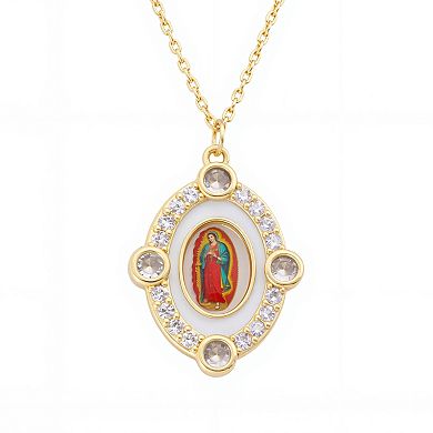 Gratitude & Grace 14k Gold Flash Plated Cubic Zirconia Virgin Mary Pendant Necklace