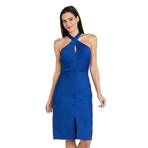 Женские платья R&M Women's R&M Richards Short Scuba Ribknit Halter Dress