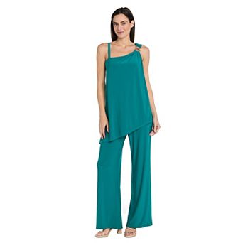 Women's R&M Richards Buckle Decoration One Shoulder Jumpsuit