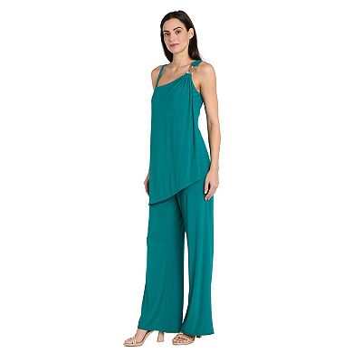 Women's R&M Richards Buckle Decoration One Shoulder Jumpsuit