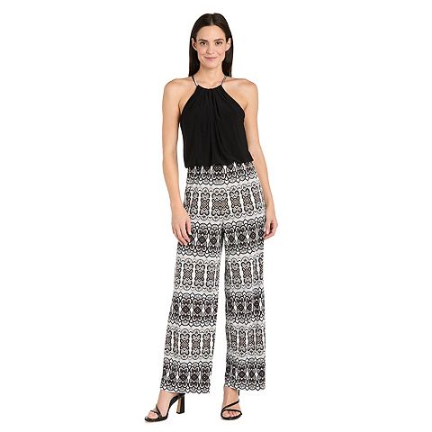 Женские комбинезоны R&M Women's R&M Richards Mixed Media Bouson Necklace Detail Jumpsuit