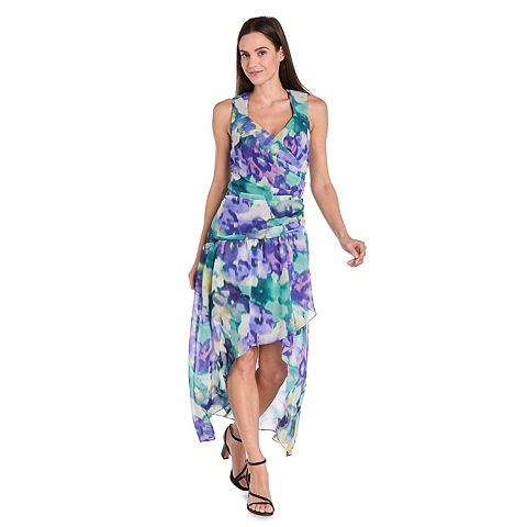 Женские платья R&M Women's R&M Richards Faux Wrap Shirred Waist Hi-Lo Dress