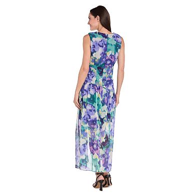 Women's R&M Richards Faux Wrap Shirred Waist Hi-Lo Dress