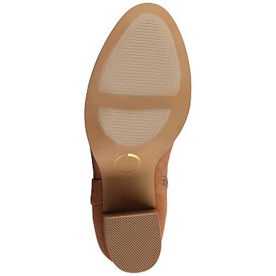 Journee Alyza Women's Comfort Buckle Detail Over-the-Knee Zipper Almond Toe Boots