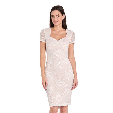 Женские платья R&M Women's R&M Richards Short Sleeve Stretch Lace Dress