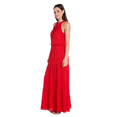 Women's R&M Richards Mock Neckline Long Halter Maxi Dress