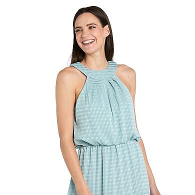 Women's R&M Richards Mock Neckline Long Halter Maxi Dress