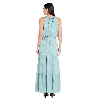 Women's R&M Richards Mock Neckline Long Halter Maxi Dress