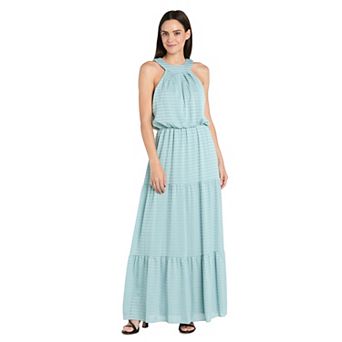 Women's R&M Richards Mock Neckline Long Halter Maxi Dress