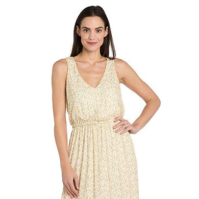 Women's R&M Richards Cupcake Tiered Hem Print V-Neck Dress