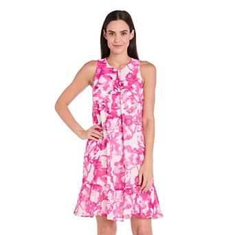 Women's R&M Richards Ruffle Hem Printed Trapeze Halter Dress