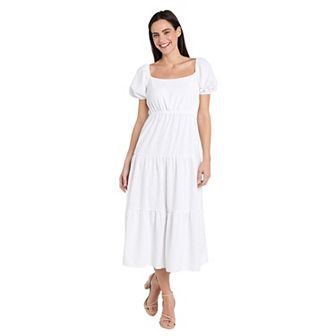 Women's R&M Richards 3 tier d Puff Sleeves Skirt Dress