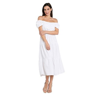 Women's R&M Richards 3-Tiered Puff Sleeves Skirt Dress
