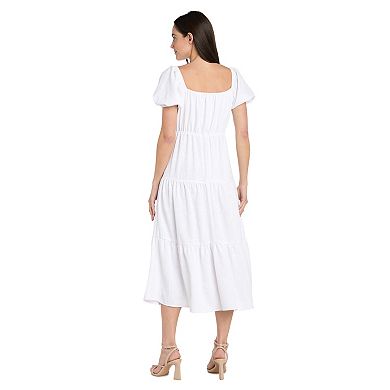 Women's R&M Richards 3-Tiered Puff Sleeves Skirt Dress