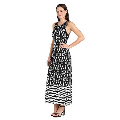 Women's R&M Richards Long Geometric Border Print Tank Top Dress