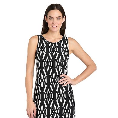 Women's R&M Richards Long Geometric Border Print Tank Top Dress