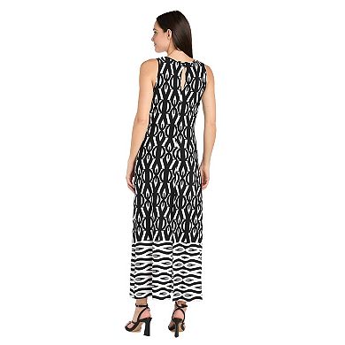 Women's R&M Richards Long Geometric Border Print Tank Top Dress