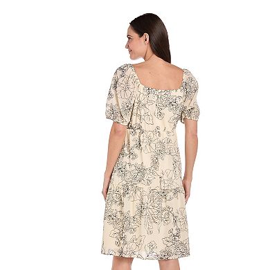 Women's R&M Richards Short Puff Sleeve Tiered Dress