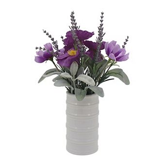 Everyday Decor Artificial Poppy & Lavender in Ceramic Vase