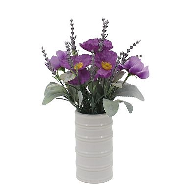 Everyday Decor Artificial Poppy & Lavender in Ceramic Vase