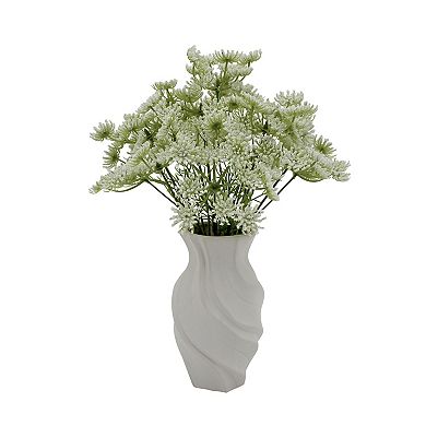 Everyday Decor Artificial Queen Anne Lace in Ceramic Vase