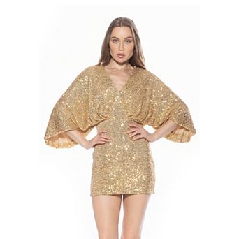 Women's ALEXIA ADMOR Surplice V-Neck Mini Sequin Dress