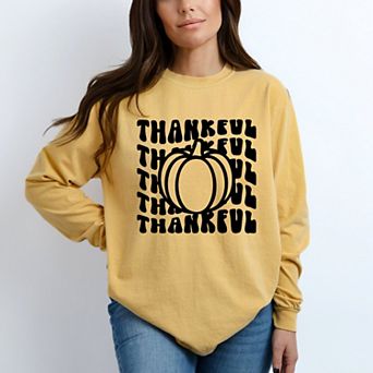 Simply Sage Market Stacked Thankful Pumpkin Garment Dyed Long Sleeve