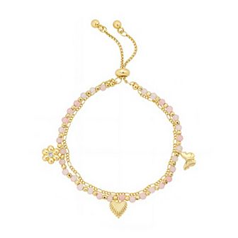 Love This Life® 14k Gold-Plated Heart, Flower & Butterfly Layered Bolo Bracelet