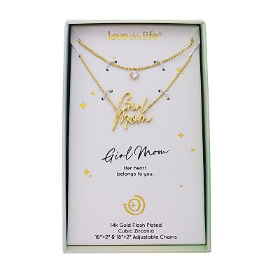 Love This Life® 14k Gold-Plated "Girl Mom" & Cubic Zirconia Pendant Necklace Set